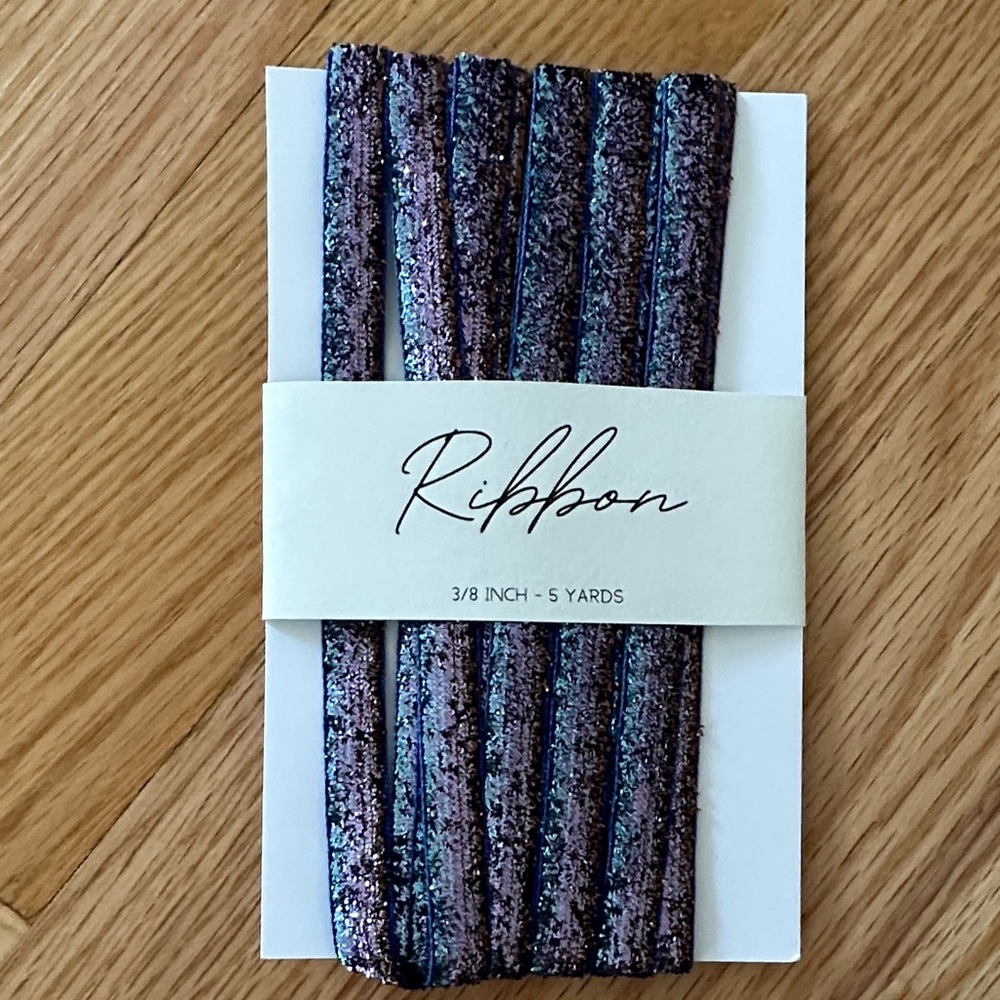 3/8 inch glitter ribbon - 5 yards - waterfall color